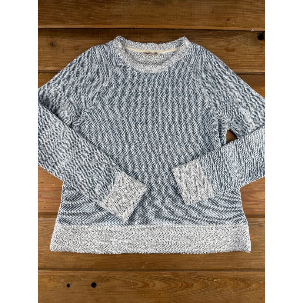 Faherty Blue Textured Terry Sweatshirt Pullover Size Small